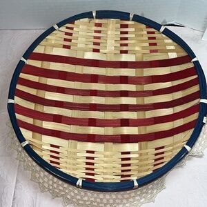 🇺🇸 Patriotic Red, White & Blue Woven Basket – Americana Décor